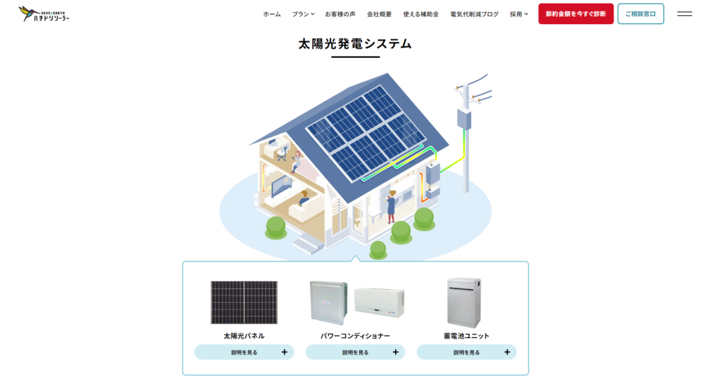 ハチドリソーラー株式会社公式HPの画像